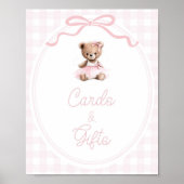 Teddy Bear Baby Shower Cards and Gifts Table Sign ポスター (正面)