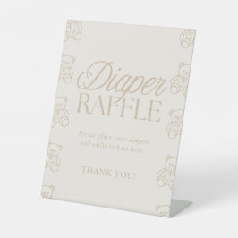 Teddy Bear Baby Shower Diaper Raffle Sign 台座サイン