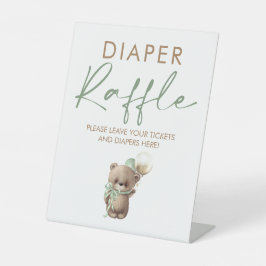 Teddy Bear Baby Shower Diaper Raffle Ticket  台座サイン