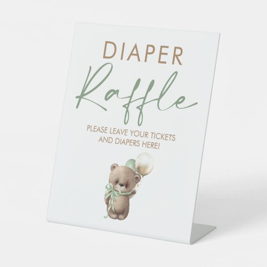 Teddy Bear Baby Shower Diaper Raffle Ticket  台座サイン (正面)