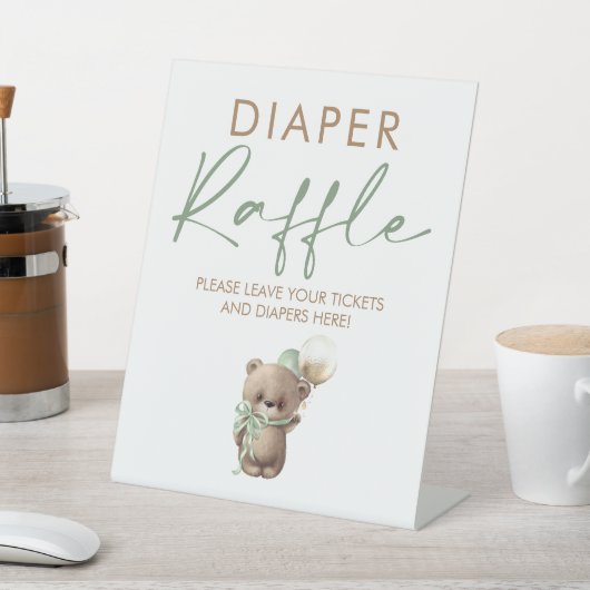 Teddy Bear Baby Shower Diaper Raffle Ticket  台座サイン (インサイチュ)