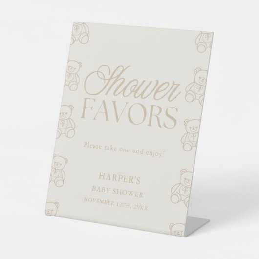 Teddy Bear Baby Shower Favors 台座サイン (正面)