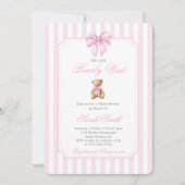 Teddy Bear Baby Shower Girl Invitation 招待状 (正面)