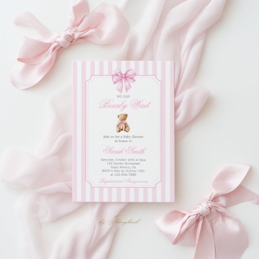 Teddy Bear Baby Shower Girl Invitation 招待状
