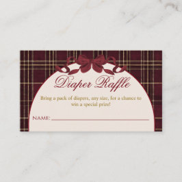 Teddy Bear Baby Shower Girl Plaid Bow Diaper エンクロージャーカード