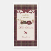 Teddy Bear Baby Shower Girl Plaid Burgundy Bow  (正面)