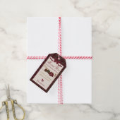 Teddy Bear Baby Shower Girl Plaid Burgundy Bow  ギフトタグ (より糸付き)