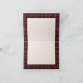 Teddy Bear Baby Shower Girl Plaid Burgundy Bow  サンキューカード (内部)