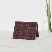 Teddy Bear Baby Shower Girl Plaid Burgundy Bow  サンキューカード (裏面)