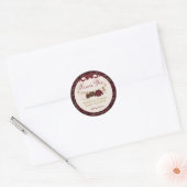 Teddy Bear Baby Shower Girl Plaid Burgundy Bow  ラウンドシール (封筒)