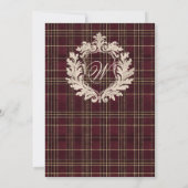 Teddy Bear Baby Shower Girl Plaid Burgundy Bow  招待状 (裏面)