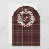 Teddy Bear Baby Shower Girl Plaid Burgundy Bow  招待状 (裏面)