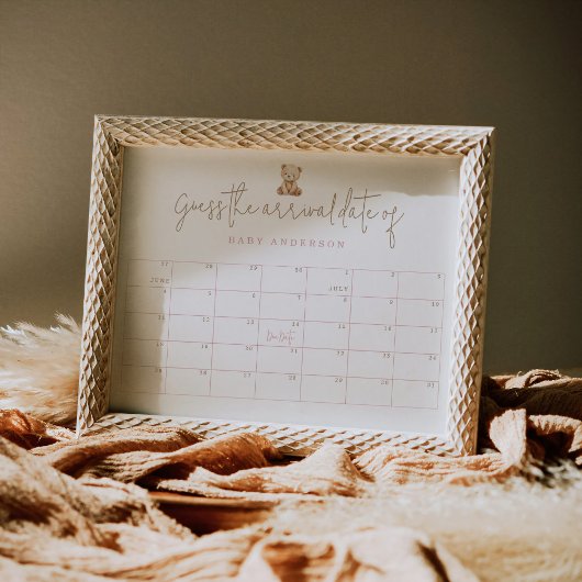 Teddy Bear Baby Shower Guess The Arrival Date ポスター