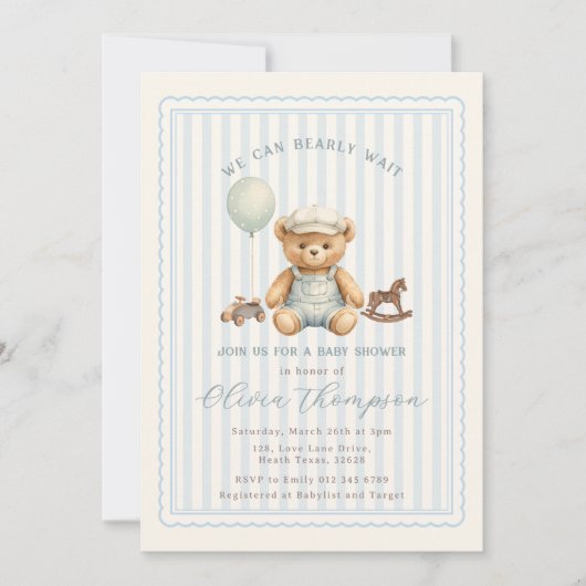 Teddy Bear Baby Shower Invitation 招待状 (正面)
