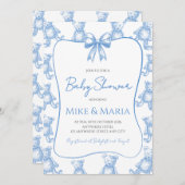 Teddy bear baby shower invitation 招待状 (正面/裏面)