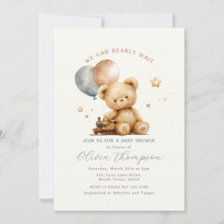 Teddy Bear Baby Shower Invitation 招待状