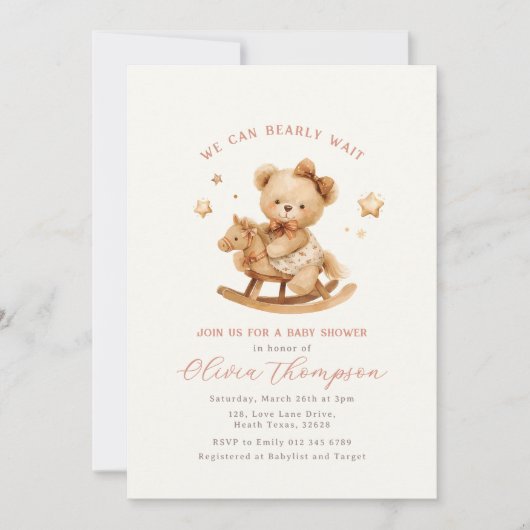 Teddy Bear Baby Shower Invitation 招待状 (正面)