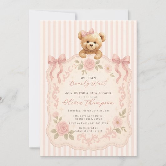 Teddy Bear Baby Shower Invitation 招待状 (正面)
