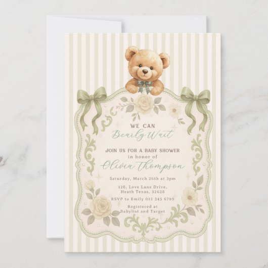 Teddy Bear Baby Shower Invitation 招待状 (正面)