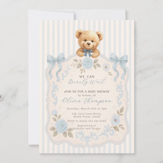 Teddy Bear Baby Shower Invitation 招待状 (正面)