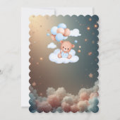 Teddy Bear Baby Shower Invitation – Neutral Boho 招待状 (裏面)