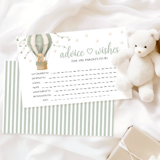 Teddy Bear Baby Shower Parents Advice Wishes Card 便箋