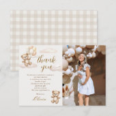 Teddy Bear Baby Shower Photo サンキューカード (正面/裏面)