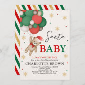 Teddy Bear Baby Shower、Santa Baby Shower 招待状 (正面/裏面)