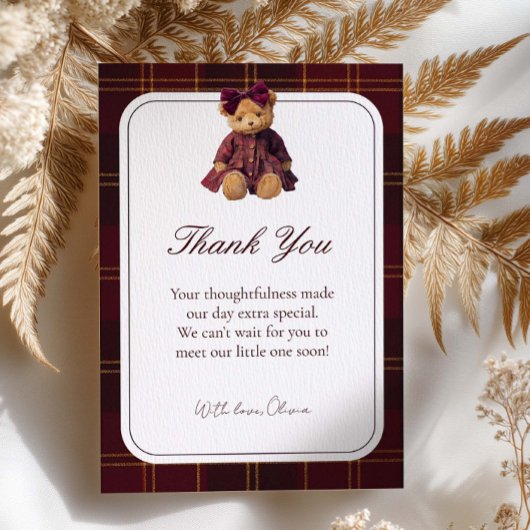Teddy Bear Baby Shower Thank You Card サンキューカード