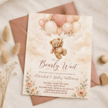 Teddy Bear Baby Shower Watercolor Bearly Wait 