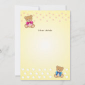 teddy bear baby shower, we are TWINS 招待状 (裏面)