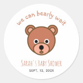 Teddy Bear Baby Shower We Can Bearly Wait Simple ラウンドシール (正面)