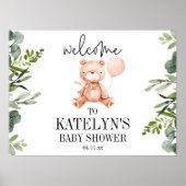Teddy Bear Baby Shower Welcome Sign Poster ポスター (正面)