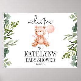 Teddy Bear Baby Shower Welcome Sign Poster ポスター