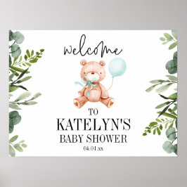 Teddy Bear Baby Shower Welcome Sign Poster ポスター