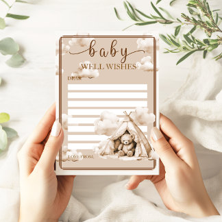 Teddy Bear Baby Shower Well Wishes Advice Card アドバイスカード