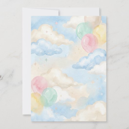 Teddy Bear Baby Shower with Brown Sage Balloons 招待状 (裏面)