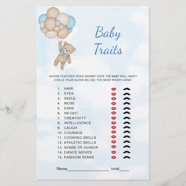 Teddy Bear Baby Traits Game (正面)