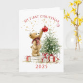 Teddy Bear Baby's First Christmas  Card カード (黄色い花)