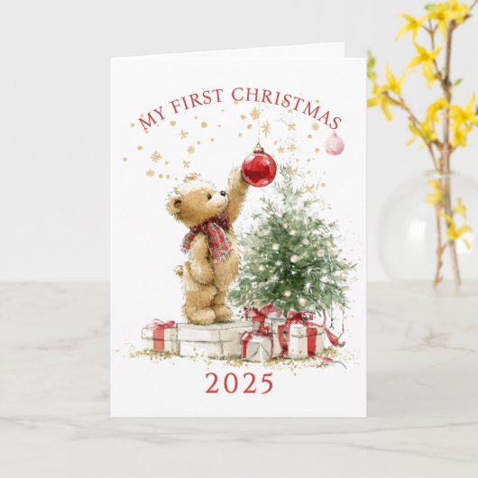 Teddy Bear Baby's First Christmas  Card カード (黄色い花)