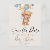 Teddy Bear Balloon日付を保存 ポストカード (正面)