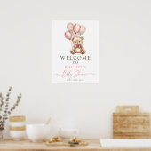 Teddy Bear Balloon Baby Girl Shower Welcome Poster ポスター (キッチン)