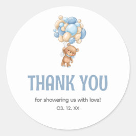 Teddy Bear Balloon Baby Showerありがとう ラウンドシール