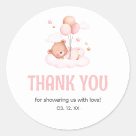 Teddy Bear Balloon Baby Showerありがとう ラウンドシール