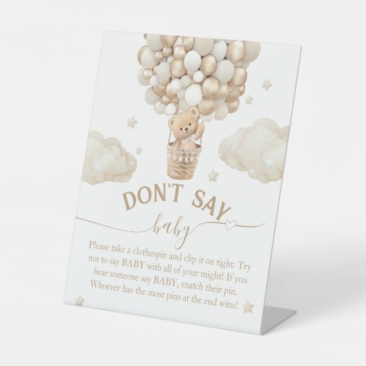 Teddy Bear Balloon Baby Showerはベビー 台座サイン (正面)