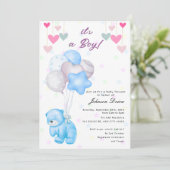 teddy bear balloon baby shower invitation 招待状 (スタンド正面)