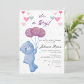 teddy bear balloon baby shower invitation 招待状 (スタンド正面)