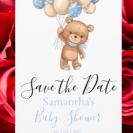 Teddy Bear Balloon Baby Shower Save the Date Postc ポストカード