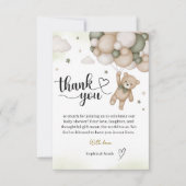 Teddy Bear Balloon Baby Shower Thank You Card サンキューカード (正面)