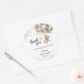 Teddy Bear Balloon Baby Shower Thank You Sticker ラウンドシール (封筒)